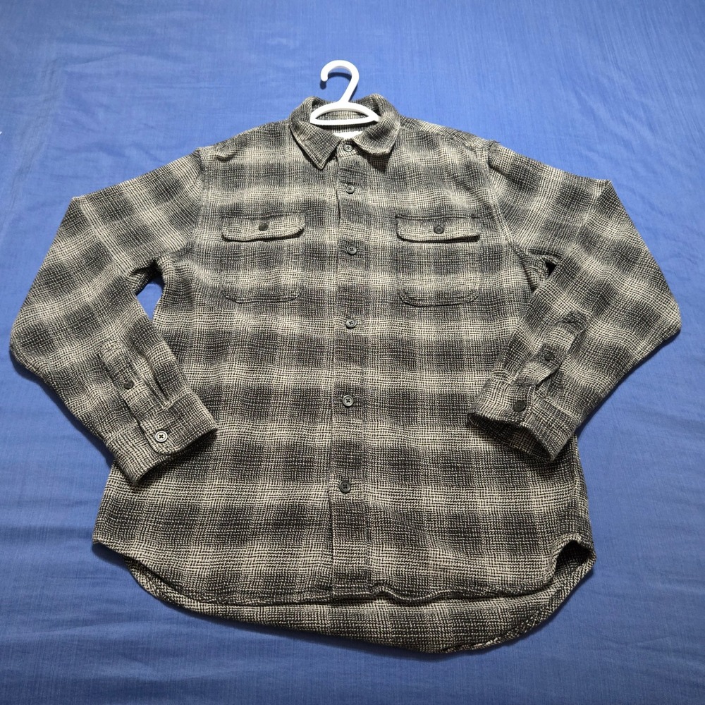 Free Assembly Flannel Shirt Mens Medium Black White Excellent Plaid Button Down